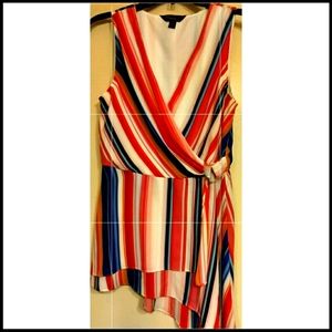 CLEARANCE Thalia Sodi Sleeveless Assymetrical top. Multi striped. Size S